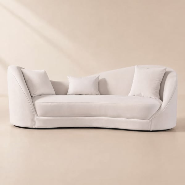 84" Velvet Curved Upholstered Sofa with Pillows