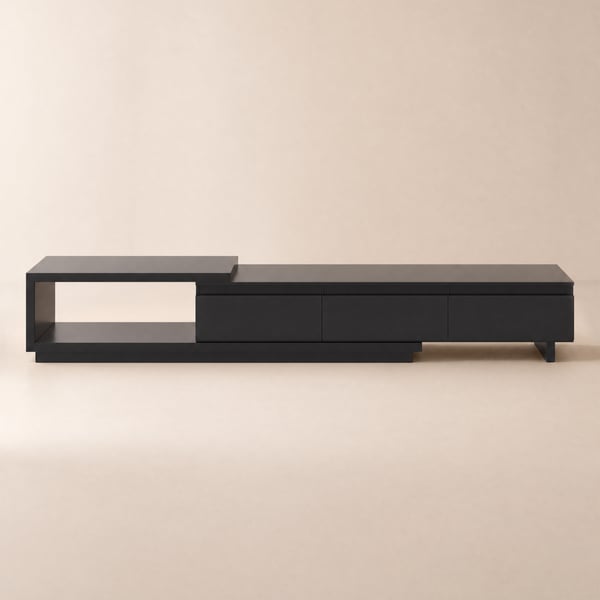 Quoint 71"-100" Extendable TV Stand with 3 Drawers & Light