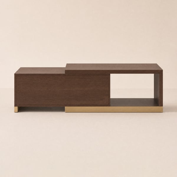 Mordel 100 cm - 180 cm Rectangle Extendable Walnut Wood Coffee Table with Storage