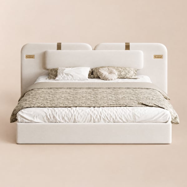 Horva King Faux Leather Platform Bed with Wide Headboard & Integrated LED Lighting