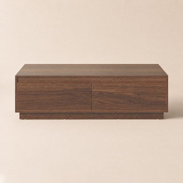 Fero Mid Century 47" Walnut Rectangular Coffee Table with 4 Drawers