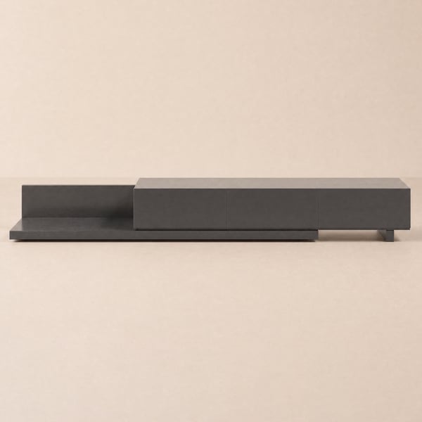 Crator 215 - 280 cm Black Extendable TV Stand with 3 Drawers
