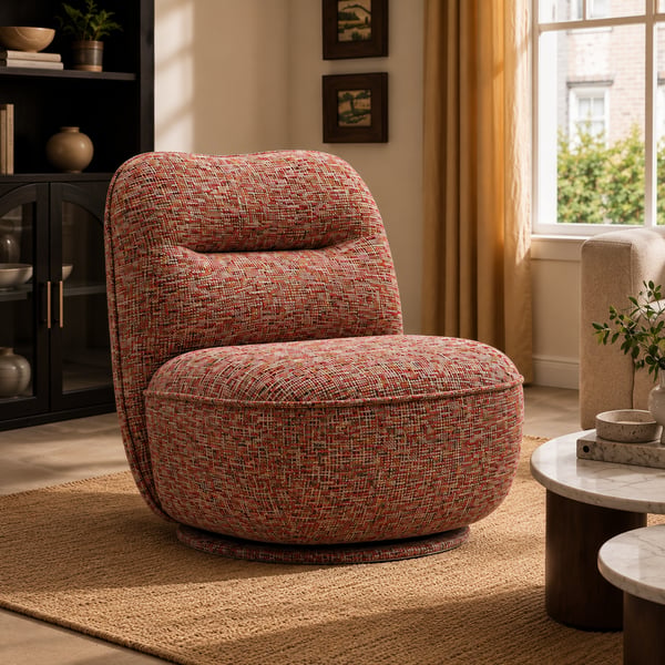 Fauteuil d'appoint pivotant en lin performant