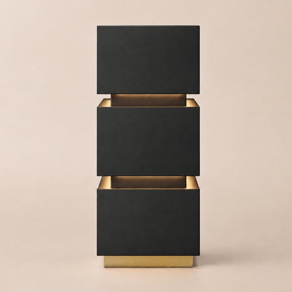 Lumio Black 3-Drawer Narrow LED Bedside Table with Charging Station