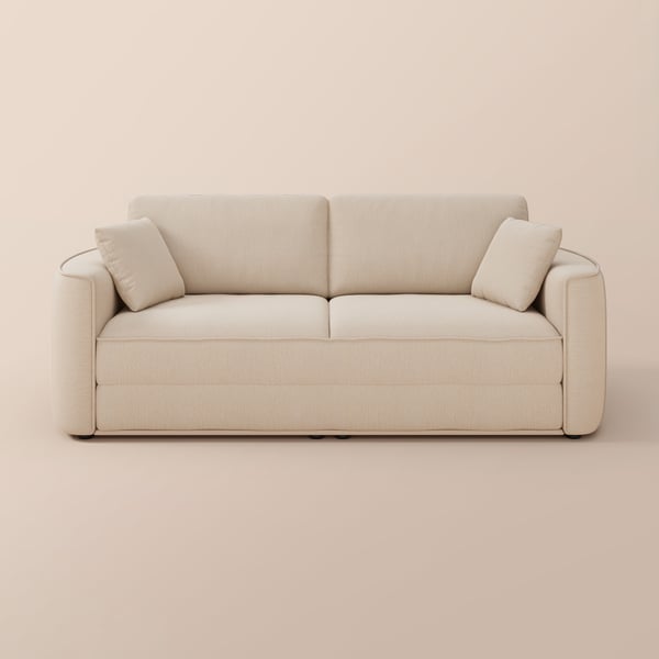 80" Queen 3-Seater Chenille Fold-Down Sleeper Sofa with Removable Cover