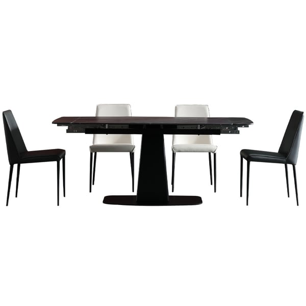 Black Extendable Dining Table Rectangular Sintered Stone Dining Room
