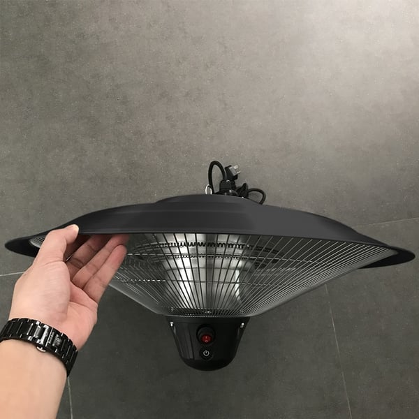 1500W Outdoor Heater Patio Hanging Electric Heater Black Outdoor or Indoor Use Homary
