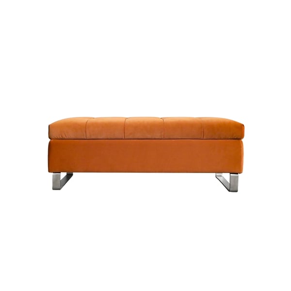 1200mm Flip Top Shoe Storage Orange Velvet Entryway Bench with