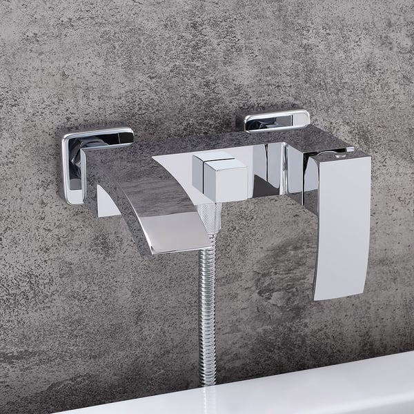 Ridge Wall-Mount Angled Waterfall Spout Single Handle Tub Filler Faucet ...