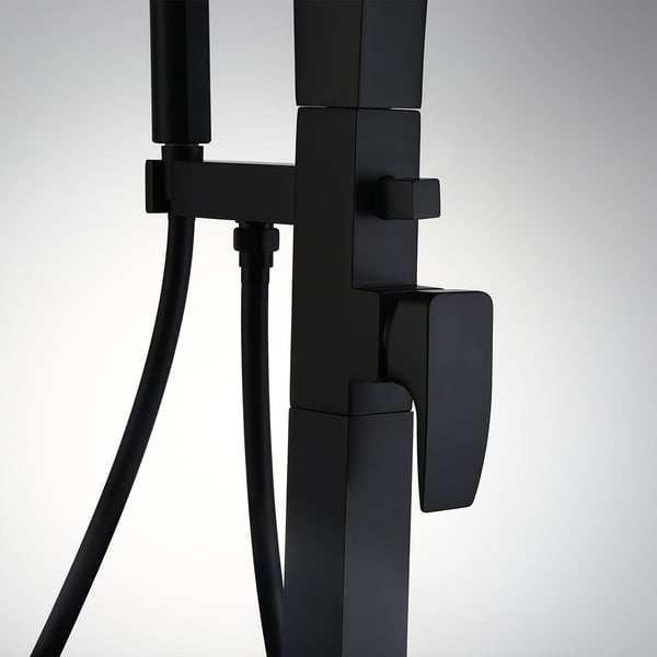 Waterfall Spout Matte Black Freestanding Bathtub Filler Faucet with