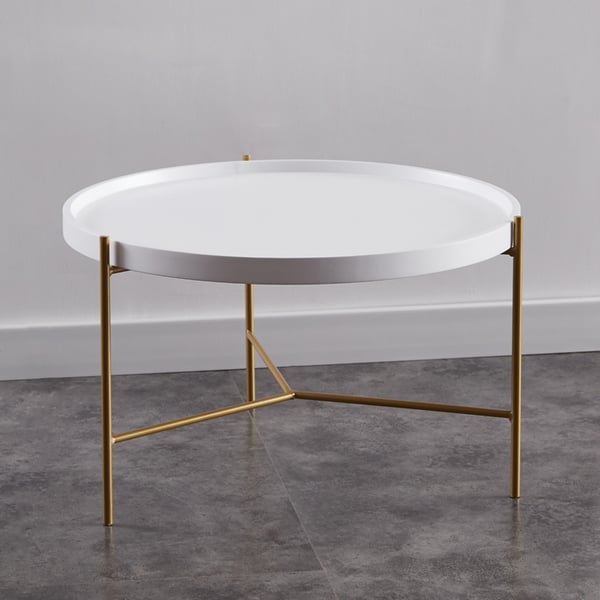 White Modern End Table Metal Frame Round Side TableHomary