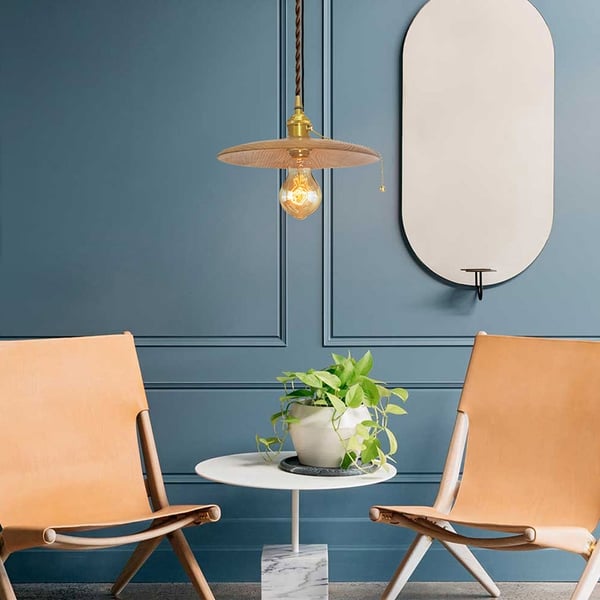 Modern Wood Pendant Light Hanging Light Fixture with Pull Chain in