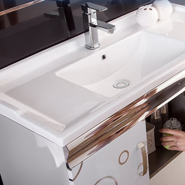 Vanité de salle de bain flottante moderne de 36 po, lavabo en céramique ...