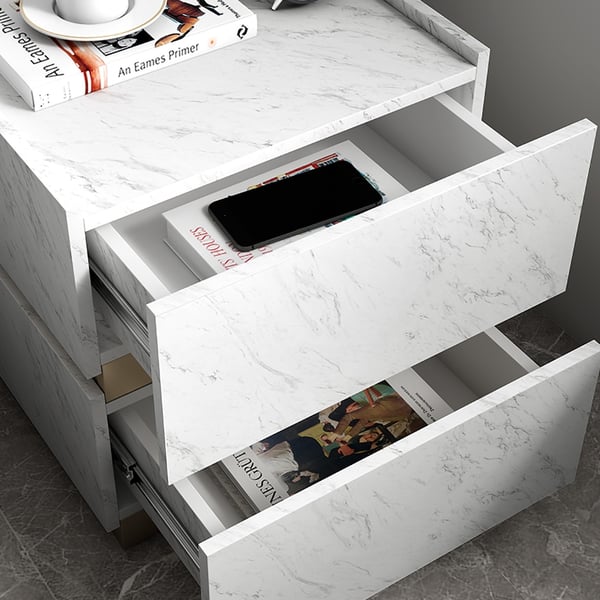 Modern White with Drawers Wood with Gold Base Storage