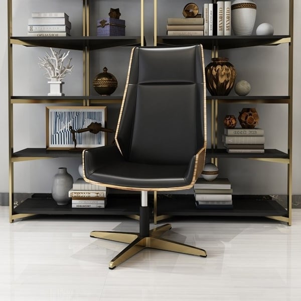 Black PU Leather Office Chair & Black Writing Desk | Homary UK