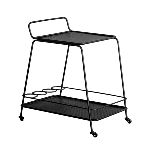 Black End Table with Shelves & Wheels Side Table Cart MetalHomary