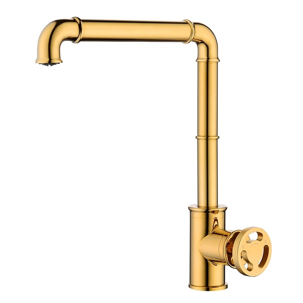 Ruth Industrial Gold Mono Kitchen Mixer Tap Pipe Tap Brass Single