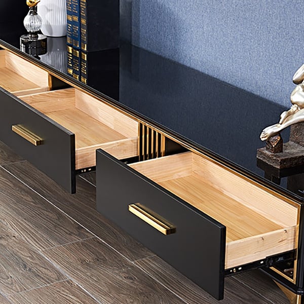 Modern Rectangular Coffee Table with Drawers Stainless Steel Legs | Homary