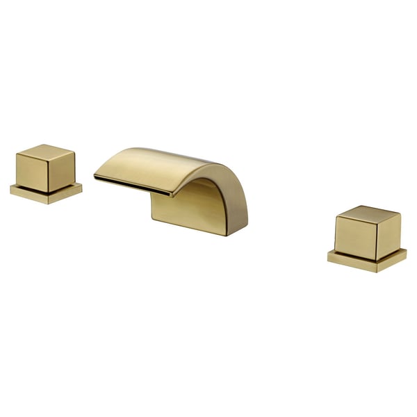 Victoria Waterfall Widespread Brushed Gold Bathroom Sink Faucet 2