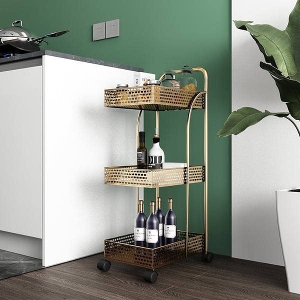 3 Tiers Rolling Cart Storage Pantry Cart with Lockable WheelsHomary