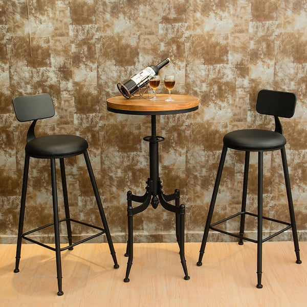 Retro Round Bar Table Adjustable Height Metal in BlackHomary