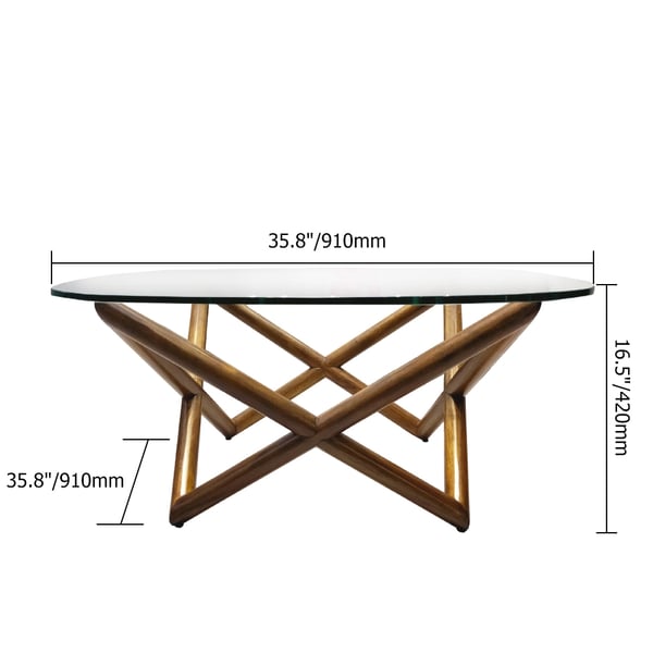 Modern Coffee Table with Tempered Glass Top Metal Frame Homary