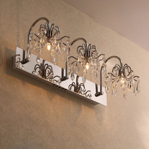 Modern Clear Crystal 3Light Bath Vanity Wall Lamp Fixture in Chrome