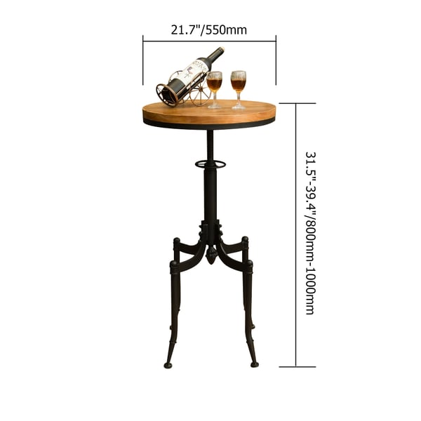 Retro Round Bar Table Adjustable Height Metal in BlackHomary
