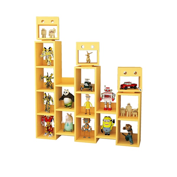 1500mm Robot Kids Bookshelf Toy Storage Shelving in YellowHomary