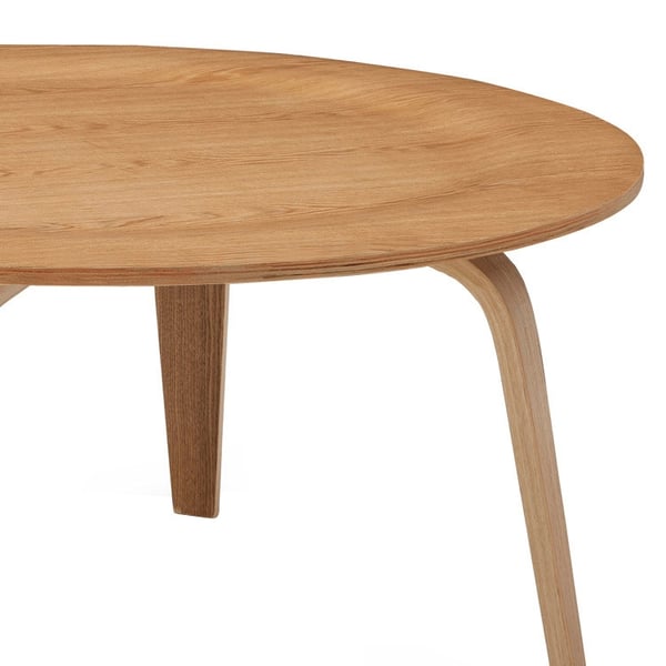 MidCentury Modern Natural Wood Coffee Table Round Tray Coffee Table