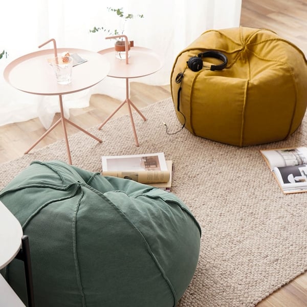 Modern Bean Bag Chair Round Floor Chair Fabric in Green Homary UK