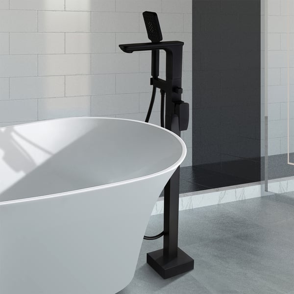 Modern Matte Black Freestanding Bathtub Faucet Single Handle Solid