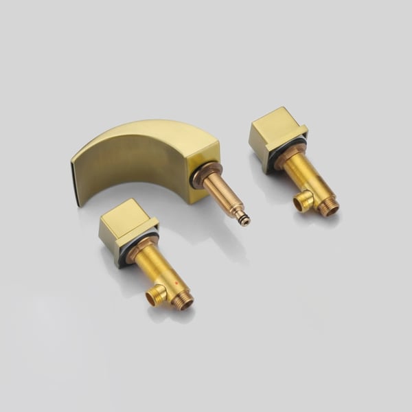 Victoria Waterfall Widespread Brushed Gold Bathroom Sink Faucet 2
