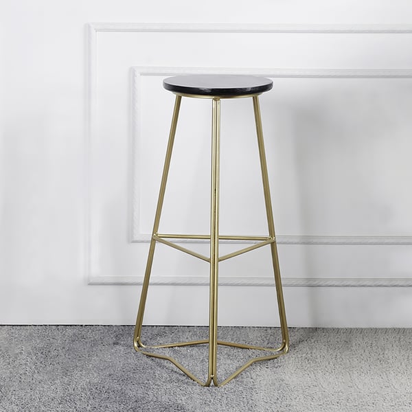 Modern Bar Stool in Gold Finsh with Footrest Bar ChairHomary