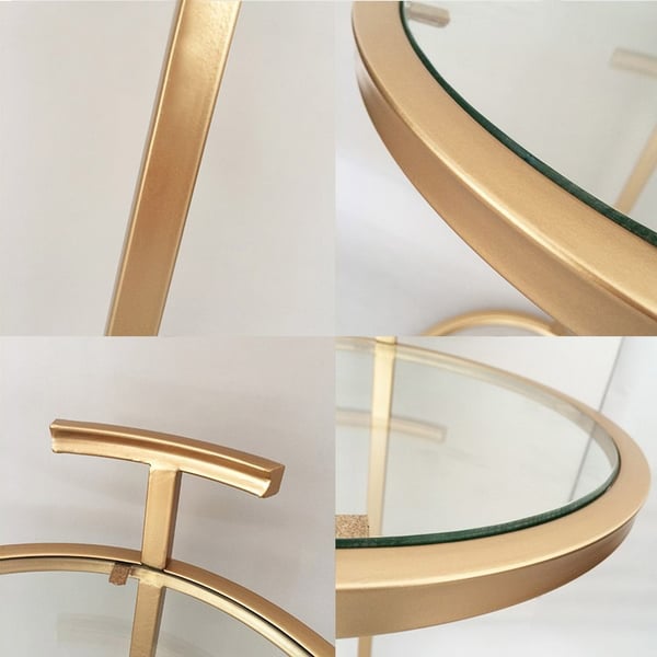 Modern Minimalist 16" Glass Top C Side Table End Table Metal Frame in