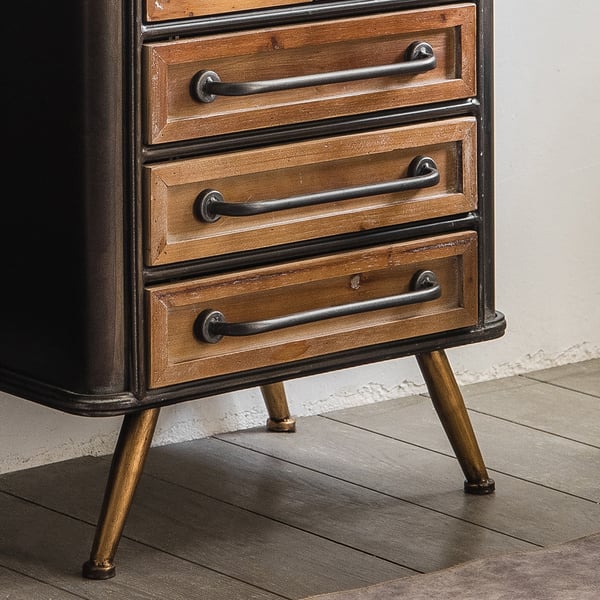 Industrial Rustic Black Tall with Storage Metal 50" in Height