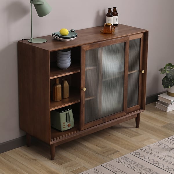 43" Walnut Sideboard with Sliding Door & Adjustable Shelves
