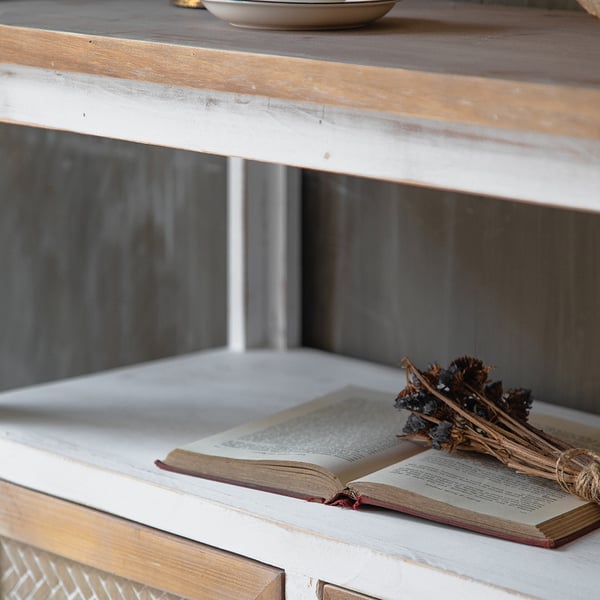 Rustic Distressed White Entryway with Door & Drawers in Black