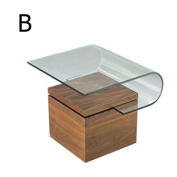 MidCentury Modern Glass Wood Coffee Table Square Chic Walnut Coffee