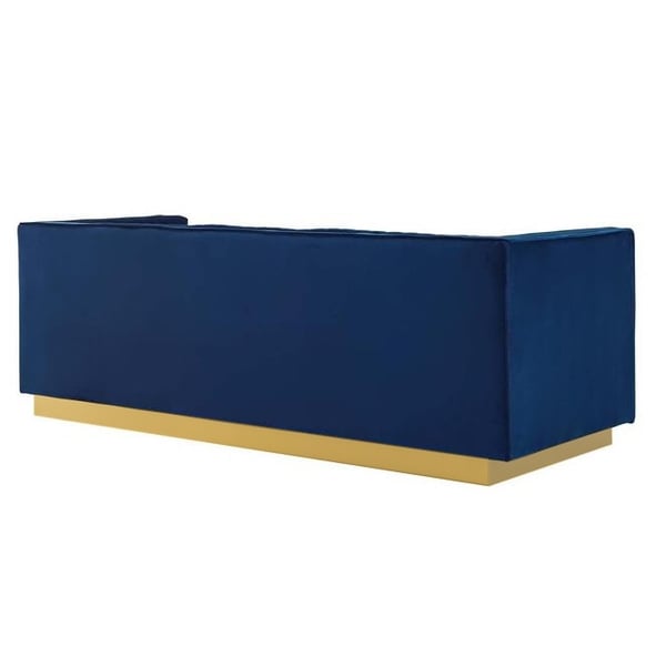 Modern Style Velvet Upholstered Foam Filler 3Seat Sofa with Solid Wood Frame & Stainless Steel