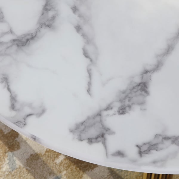 Modern Stylish White Faux Marble Coffee Table Round Marble Coffee Table