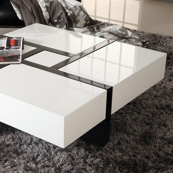 Modern Black And White Coffee Table with Storage Square Coffee Table ...