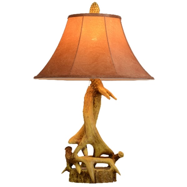 Rustic Beige Resin Antler and Stump Bell Shaded 1Light PullChain