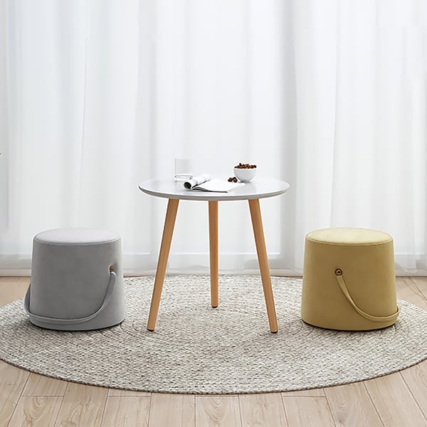 Grey Pouf Ottoman Upholstered Velvet Ottoman FootrestHomary