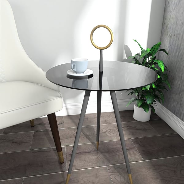 Black round small end table modern metal side table homary
