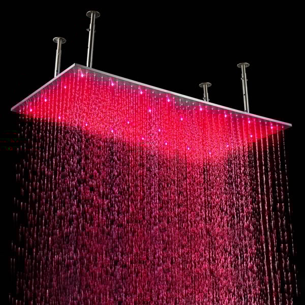 20"x40" LED Stainless Steel Rectangle Ceiling Mounted Bathroom Shower Head Chrome Homary