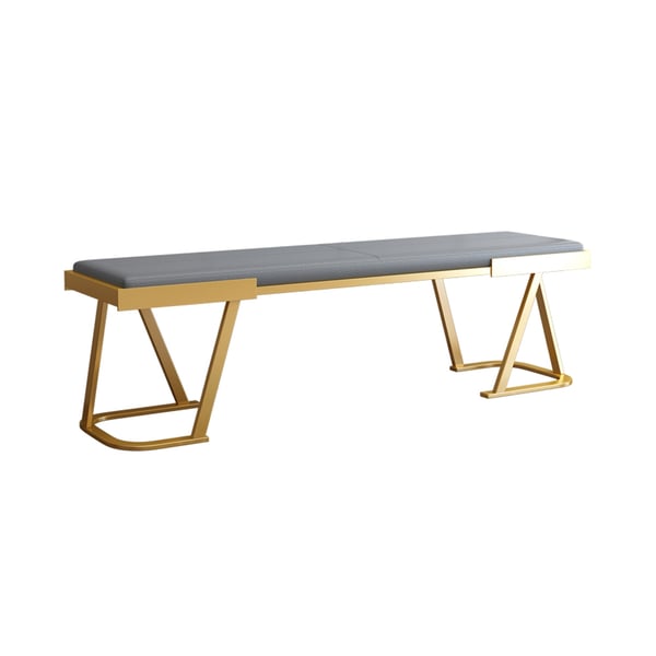 Gray Modern Bench Upholstered PU Leather Gold Legs Bench Homary