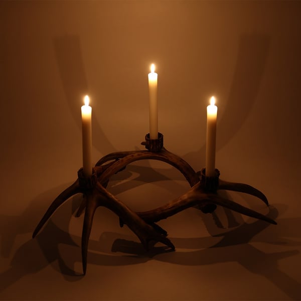 Vintage Faux Antler Candle Holder 3 Piece Resin Candle Holder