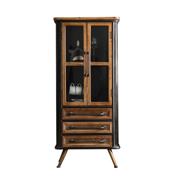 Industrial Rustic Black Tall with Storage Metal 50" in Height