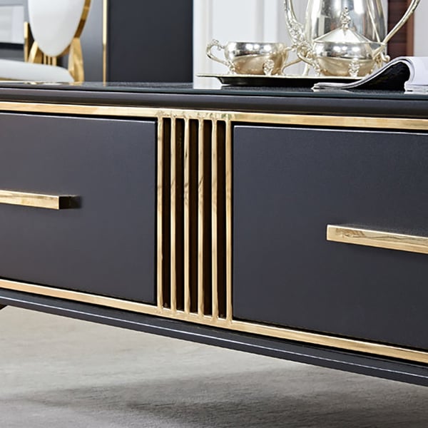 Modern Rectangular Coffee Table with Drawers Stainless Steel Legs | Homary